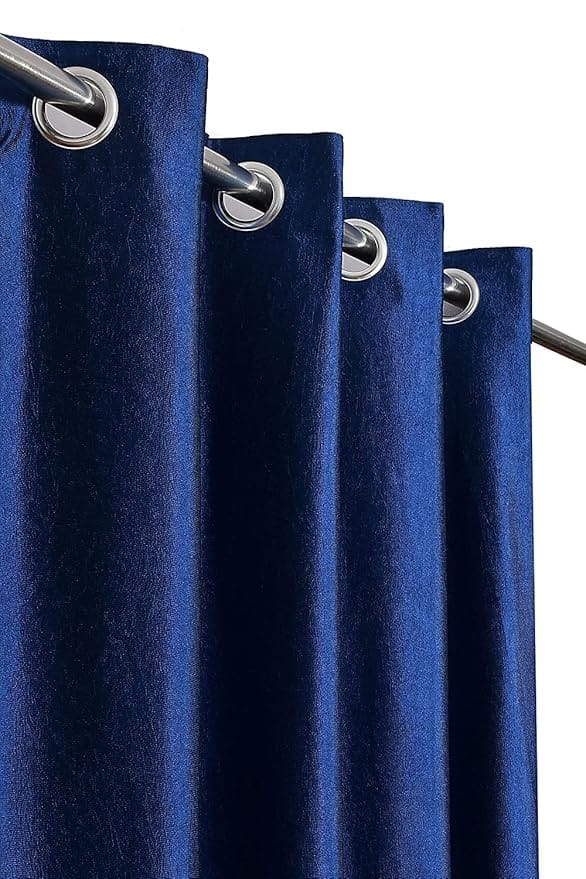Window Curtain 5*7 Feet 10 Rings Plain Curtain Parda For Both Window And Door 1 Piece Parda Plain Navy Blue Color - image 2