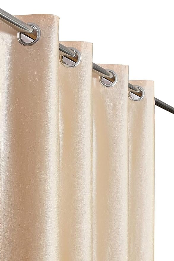 Window Curtain 5*7 Feet 10 Rings Plain Curtain Parda For Both Window And Door 1 Piece Parda Plain Cream Color - image 3