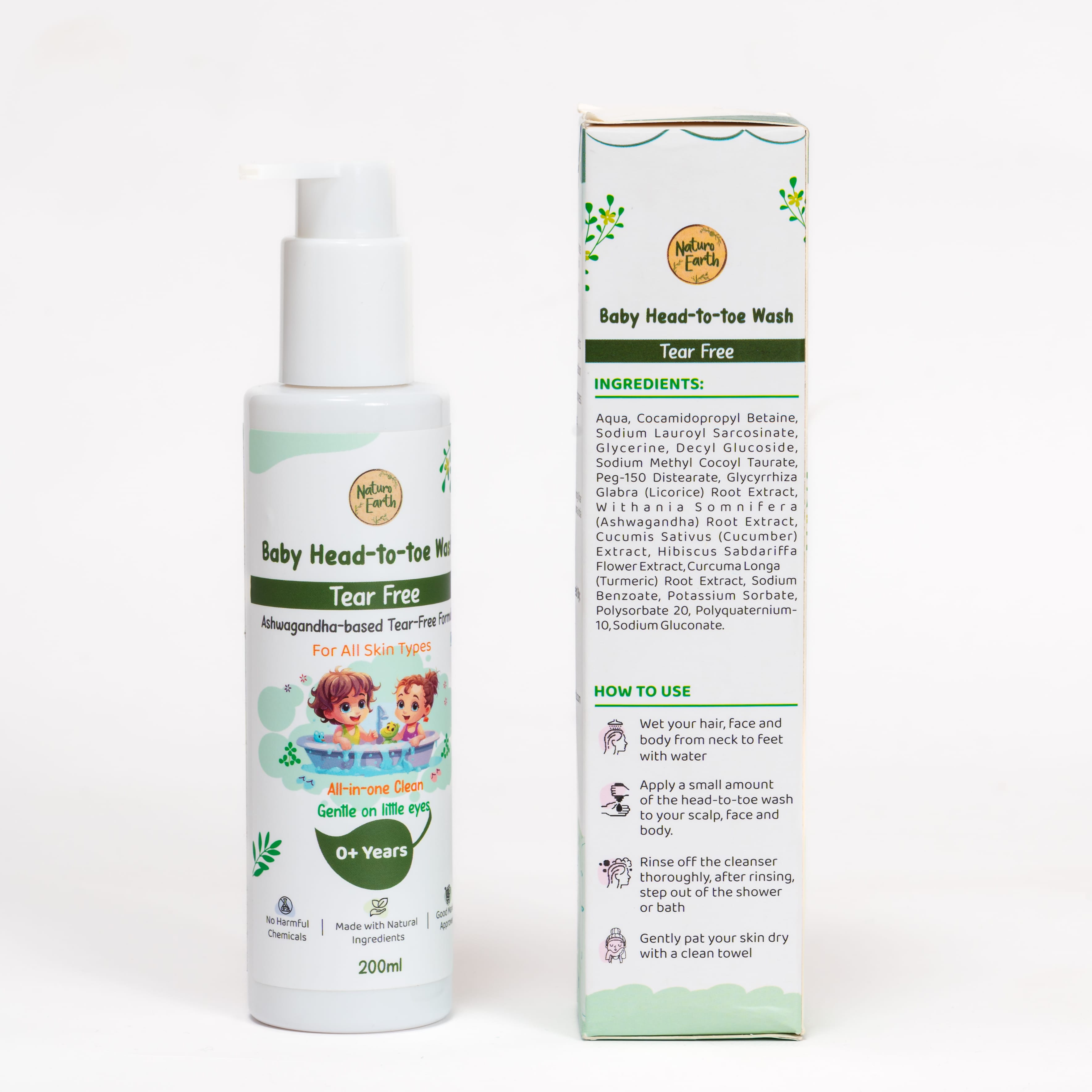 Naturo Earth Baby Head To Toe Wash | 200ml | Tear Free | Ashwagandha-Based Gentle Formula | For All Skin Types - image 3