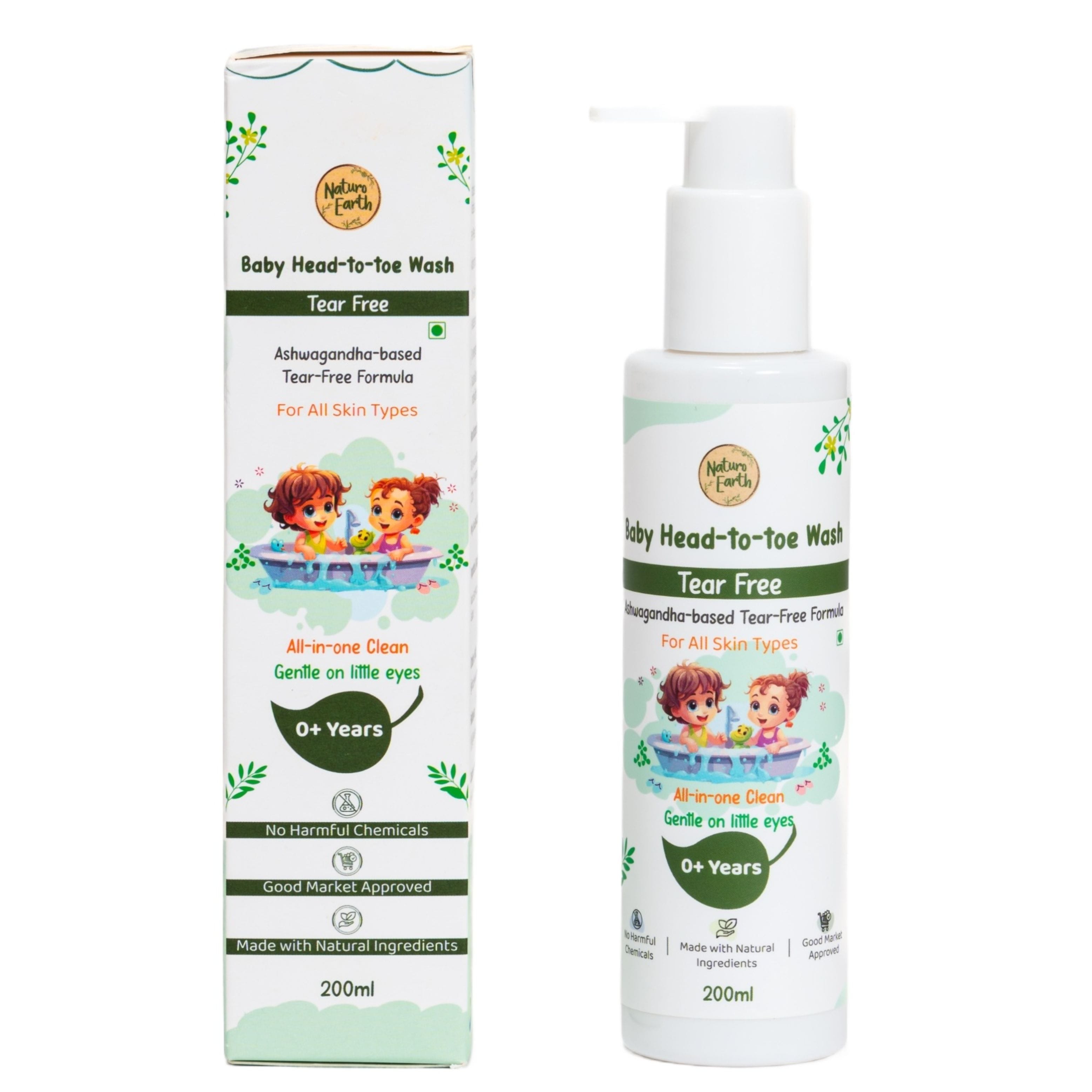 Naturo Earth Baby Head To Toe Wash | 200ml | Tear Free | Ashwagandha-Based Gentle Formula | For All Skin Types - image 2