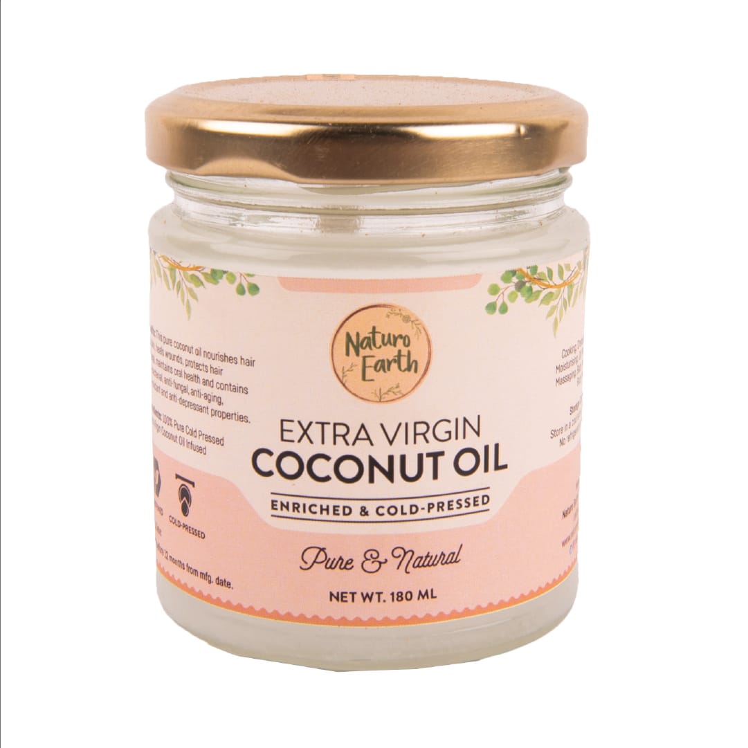 Naturo Earth Organic Cold Pressed Extra Virgin Coconut Oil 180Ml - image 1