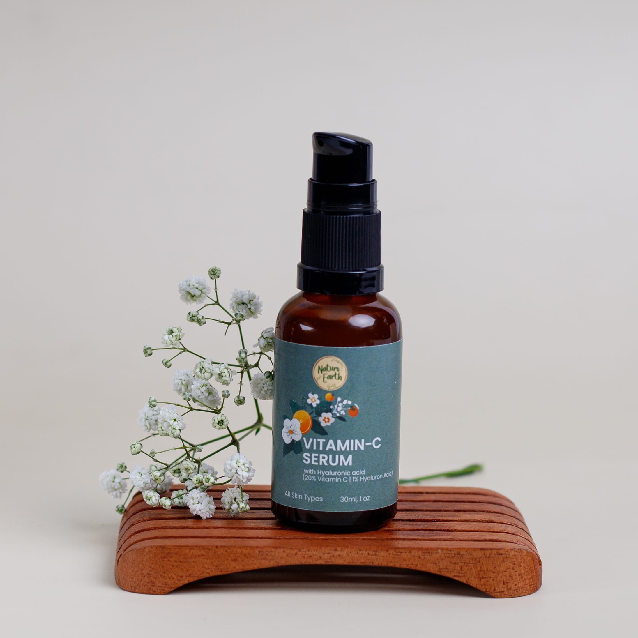 Naturo Earth Vitamin C Serum With 20% Vitamin C And 1% Hyaluronic Acid - All Natural Antioxidant Facial Serum For A Radiant And Even Skin Tone - 30ml - image 4