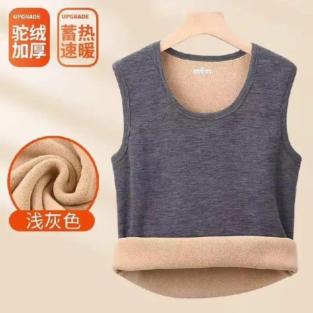 Men'S Heat Vest Slim Comfortable Thermal Shirt Sleeveless Round Velvet Thermal Underwear - image 3