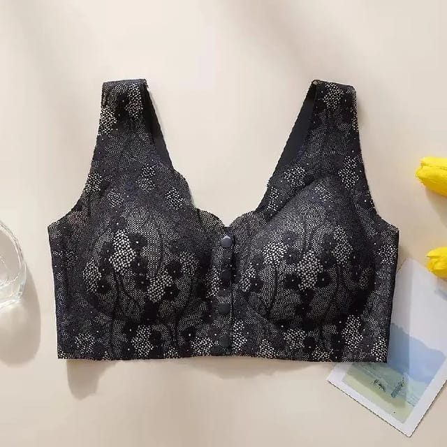 Pregnant Women'S Breastfeeding Bra Comfortable Traceless Front Buckle Fixed Cup Thin Vest Style Underwear-Black - image 1