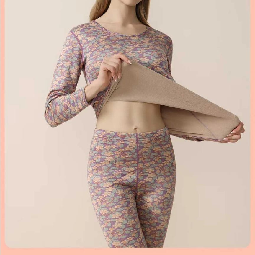 Dhaka Printed Seamless Thermal Set For Women Inside Fur - image 4