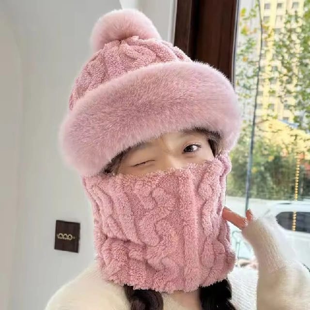 Panda Winter Hat Scarf Women'S Fleece Lined Padded Warm Keeping Sleeve Cap Windproof Earflaps Woolen Hat Beanies - image 3