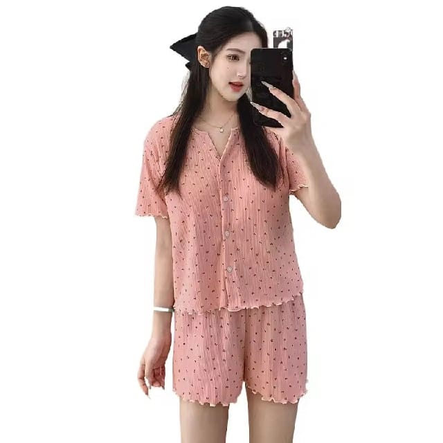 Spring Autumn Women'S Casual Simple Comfortable Cotton Pajamas New With Fixed Chest Pad Shorts Three-Piece Set Sleepwear - image 3