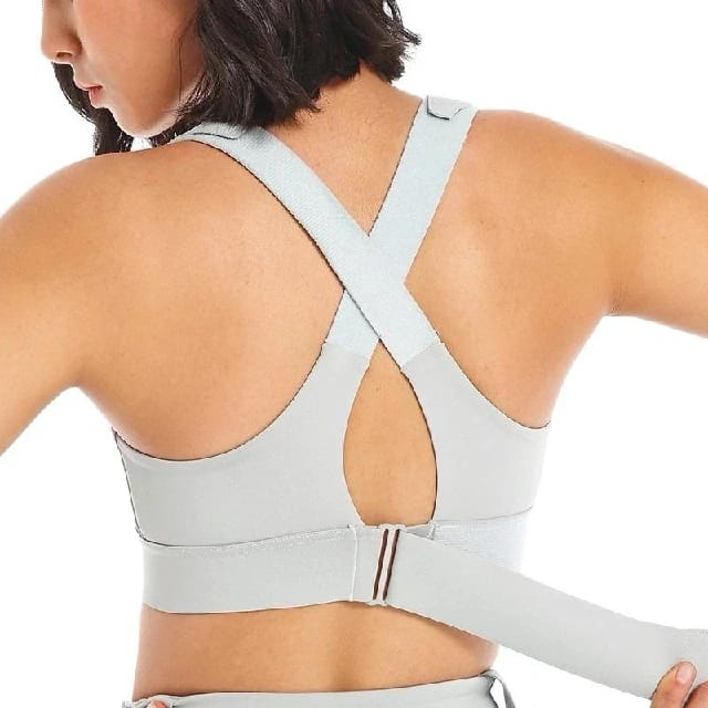 Top Quality Plus Size Adjustable Shockproof Front Zip Sports Bra For Women (Off White) - image 3