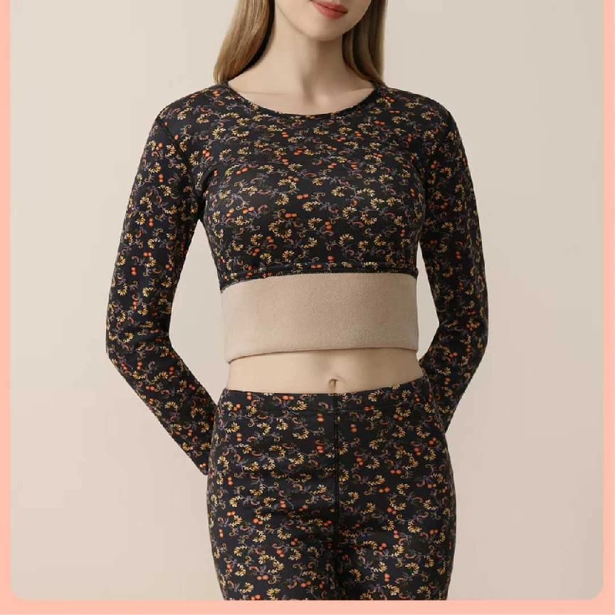 Printed Seamless Thermal Set For Women Inside Fur (Dark Printed) - image 1