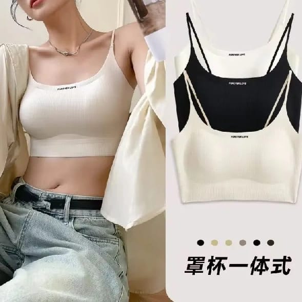Women'S Spaghetti Strap Tank Top Sports Strap Bra Casual Strap Tank Top Cushion Strap Underwear - image 1