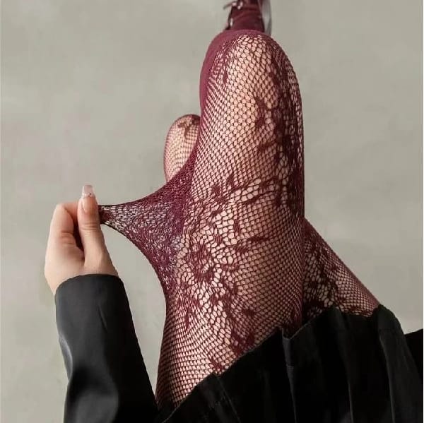 Custom Sheer Thin Fashion Women 15D Tights Pantyhose Stockings With MAROON Pattern - image 2