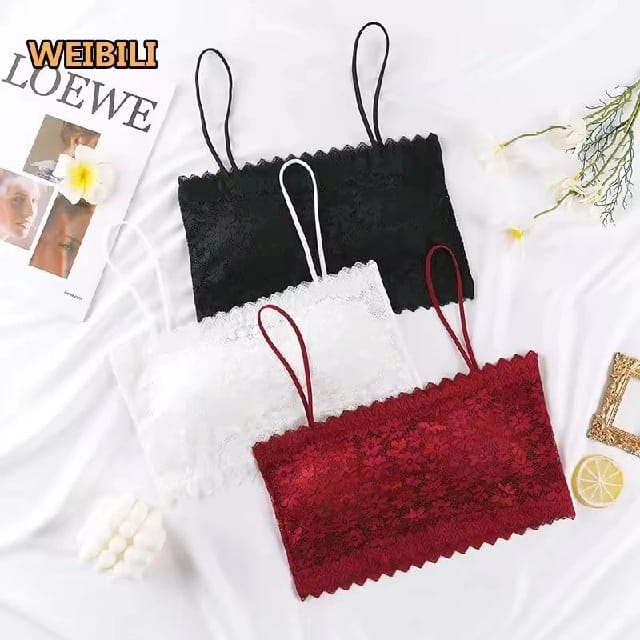 Pack Of 2 Women Tube Tops Lace Sunflower Sling Wrapped Chest Padded Crop Top Summer Underwear Bra Spaghetti Strap Ladies Bralette Top LUKE - image 1