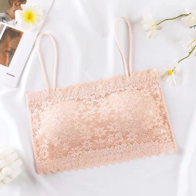 Pack Of 2 Women Tube Tops Lace Sunflower Sling Wrapped Chest Padded Crop Top Summer Underwear Bra Spaghetti Strap Ladies Bralette Top LUKE - image 2