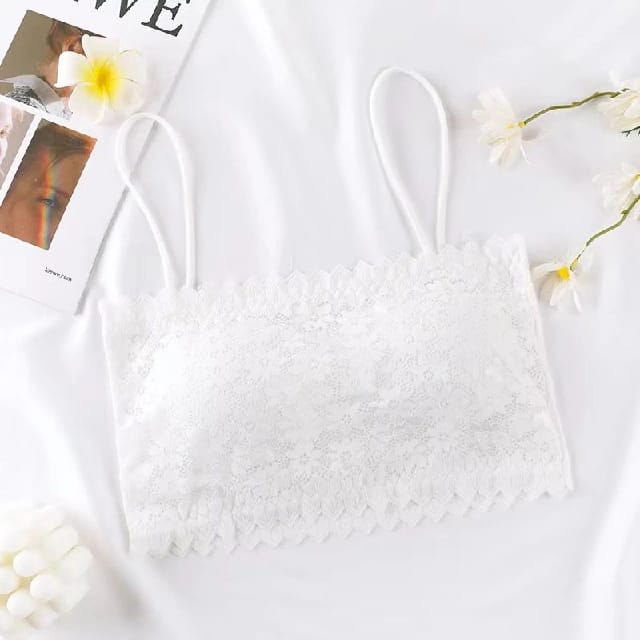 Pack Of 2 Women Tube Tops Lace Sunflower Sling Wrapped Chest Padded Crop Top Summer Underwear Bra Spaghetti Strap Ladies Bralette Top LUKE - image 4