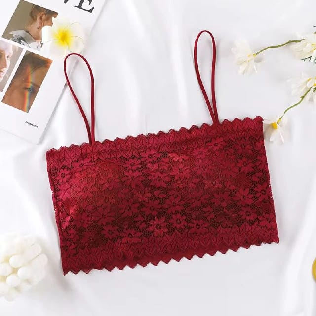 Pack Of 2 Women Tube Tops Lace Sunflower Sling Wrapped Chest Padded Crop Top Summer Underwear Bra Spaghetti Strap Ladies Bralette Top LUKE - image 3