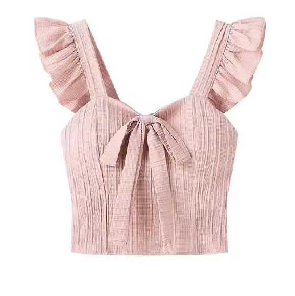 Butterfly Work Cami / Camisole Knit Top Summer Sashes T-Shirt For Women - Fashion | Summer Tops For Women - image 3