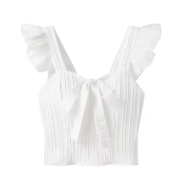Butterfly Work Cami / Camisole Knit Top Summer Sashes T-Shirt For Women - Fashion | Summer Tops For Women - image 4