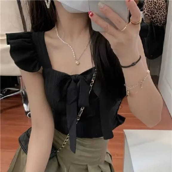 Butterfly Work Cami / Camisole Knit Top Summer Sashes T-Shirt For Women - Fashion | Summer Tops For Women - image 5