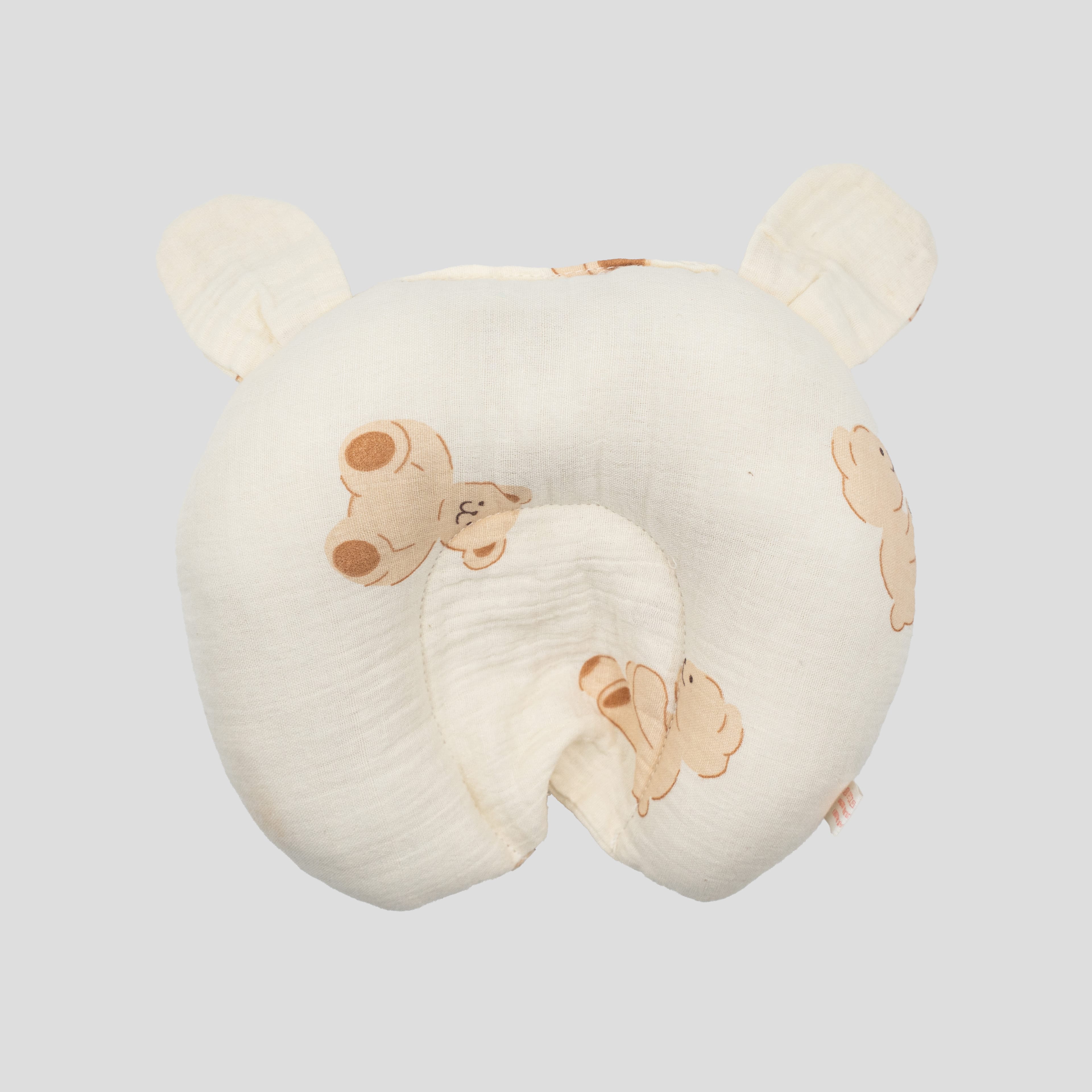 Premium Muslin Cotton Oval Baby Pillow | Ergonomic Newborn Head Shaping Pillow - image 1
