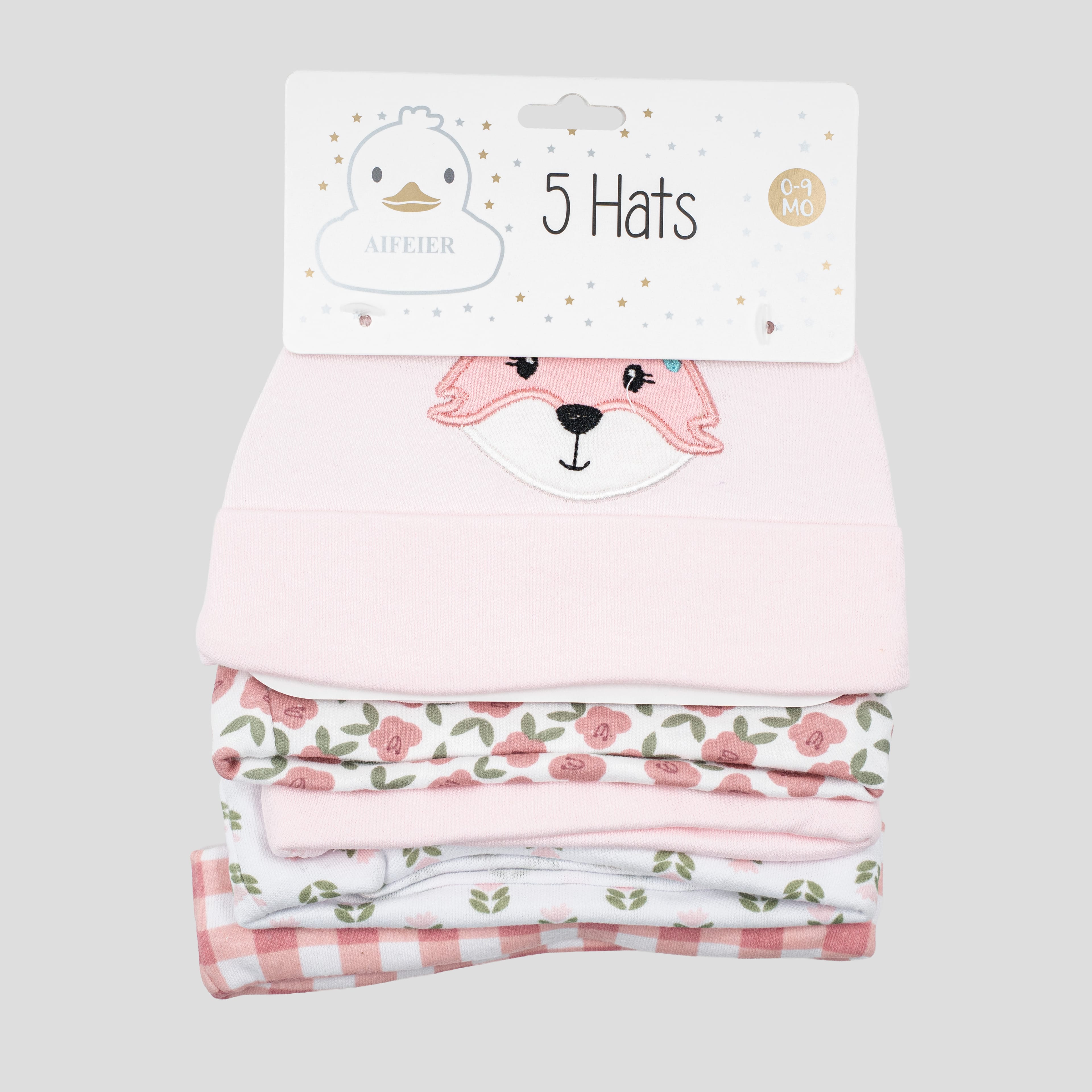 Premium Newborn Baby Hat Set – Pack of 5 Cute Soft Cotton Baby Beanie Hats - image 1