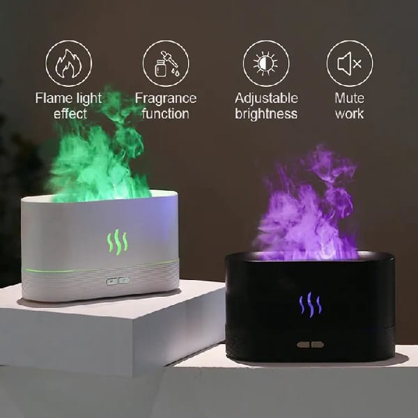 180ml Flame Aroma Diffuser | USB Powered Humidifier With 7-Color Night Light & Ultra Quiet Design - image 4
