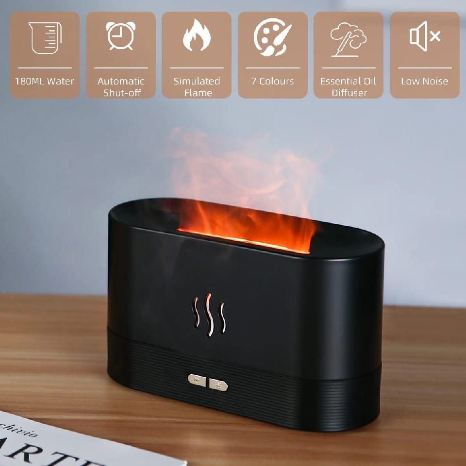 180ml Flame Aroma Diffuser | USB Powered Humidifier With 7-Color Night Light & Ultra Quiet Design - image 3