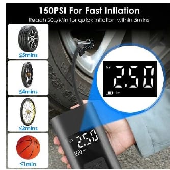 Rechargeable Portable Air Inflator | Digital Pressure Display | LED Light & Power Bank Function - image 3