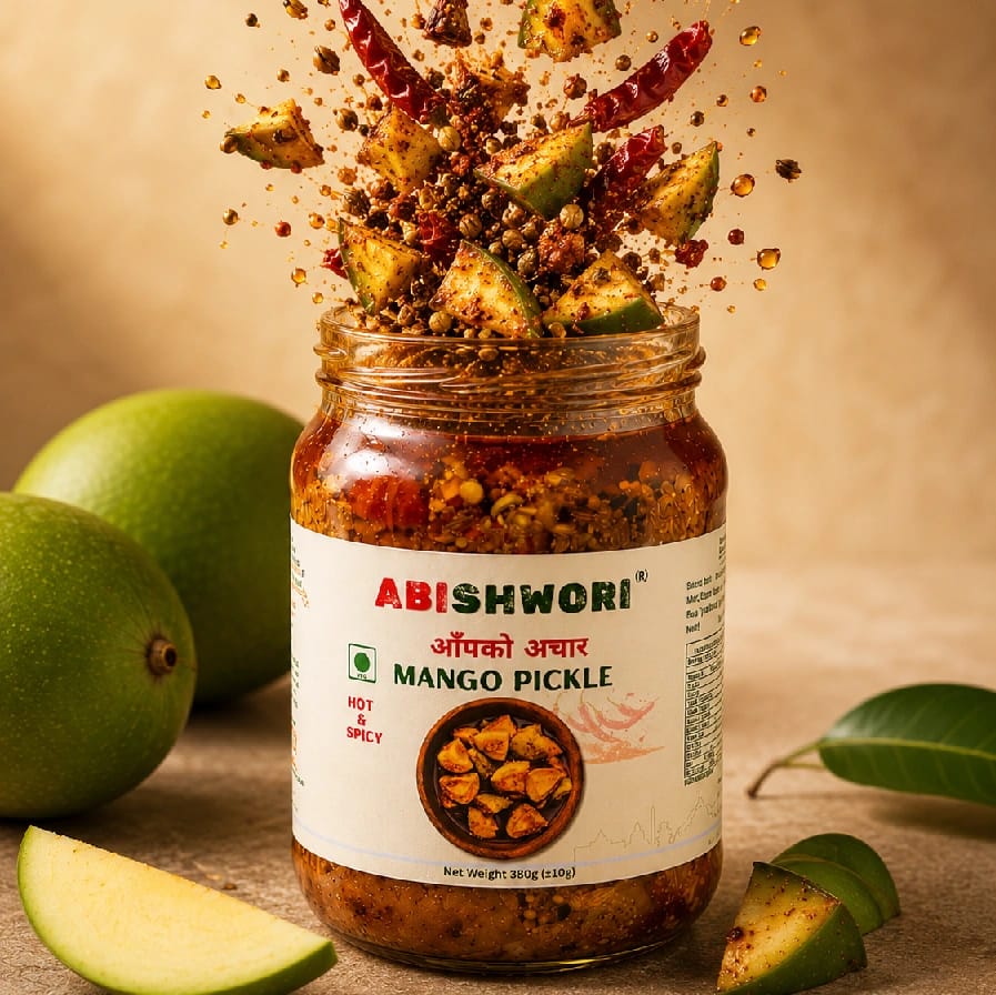 Abishwori- Aap Ko Achar/ Hot And Spicy Mango Pickle (380 Gram) | आँपको अचार - image 3