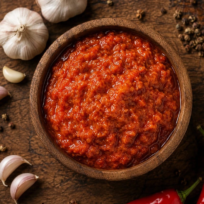 Abishwori डल्ले लसुनको पेस्ट | Hot Cherry Pepper & Garlic Paste |200g/380g | Spicy & Flavorful | Glass Jar - image 2