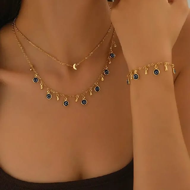 Devil Eye Necklace Bracelet Set - FY0251 - image 3