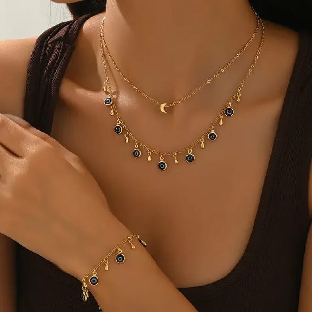 Devil Eye Necklace Bracelet Set - FY0251 - image 1
