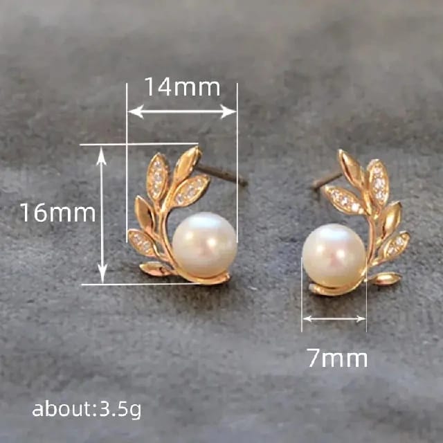 Pearl Leaf Earrings - FY0067 - image 4