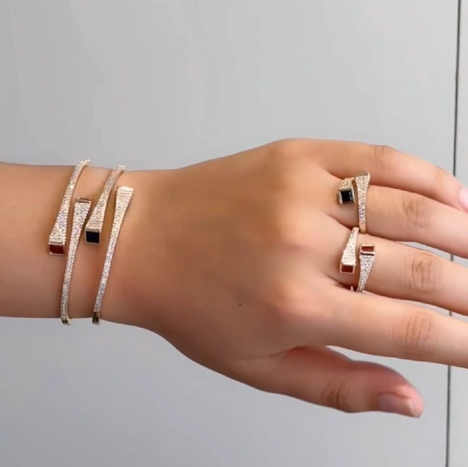 Spark Open Bracelet And Ring Set - image 3