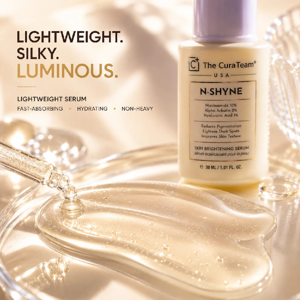 The CuraTeam N-SHYNE Skin Brightening Serum | Niacinamide 10% + Alpha Arbutin 2% + Hyaluronic Acid 1% | Dark Spots & Pigmentation | 30ml - image 4