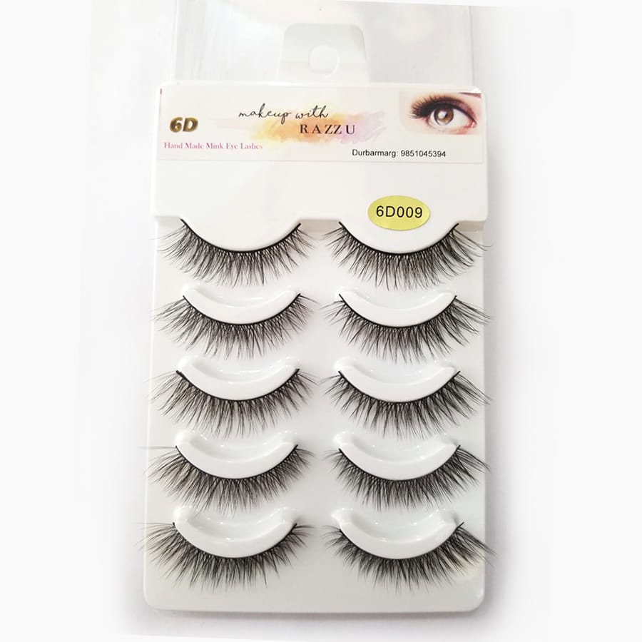 6D Mink Hair Soft False Eyelashes Natural 5pairs 6D009 - image 1