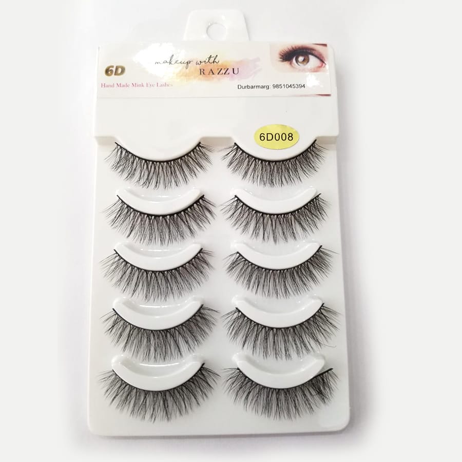 6D Mink Hair Soft False Eyelashes Natural 5pairs 6D008 - image 1