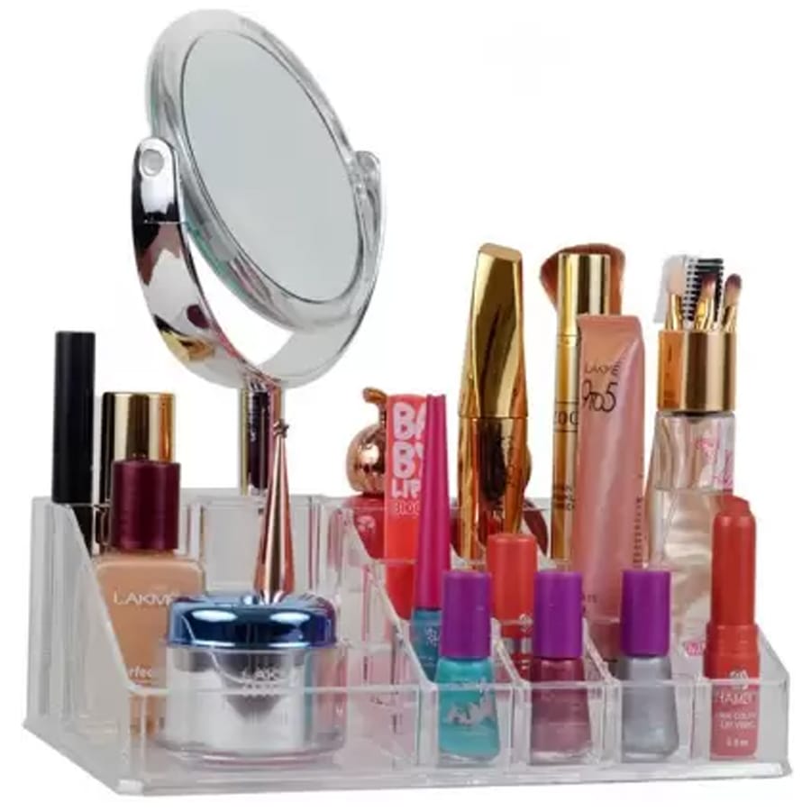 Cosmetic Organizer Makeup Vanity Box with Removable Mirror - image 3