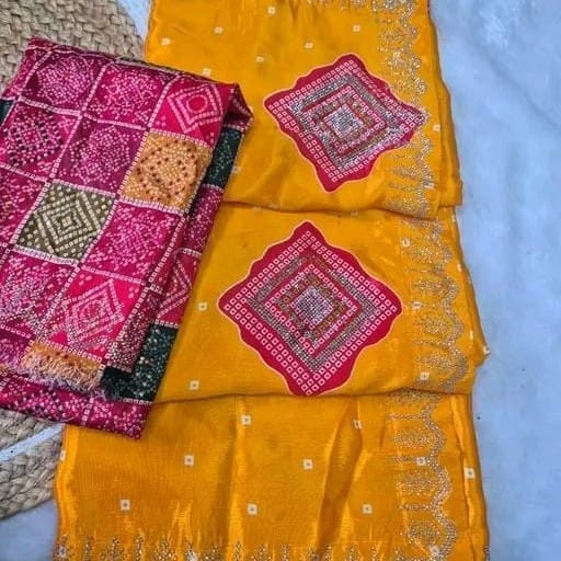 ✨ PREMIUM BANDHANI PRINT SAREE ✨ - image 3
