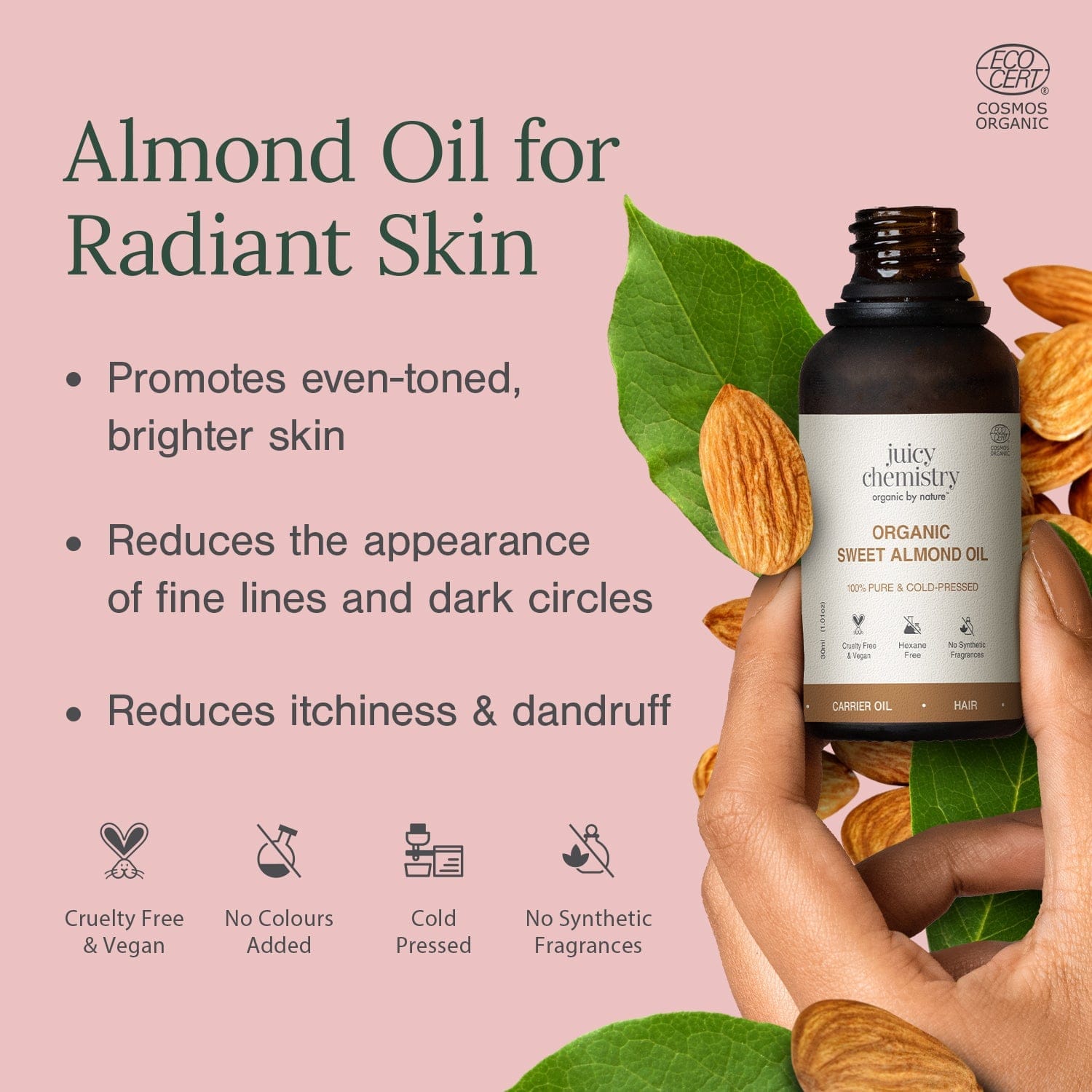 Juicy Chemistry Cold Pressed Sweet Almond Carrier Oil - 30 ml - image 2
