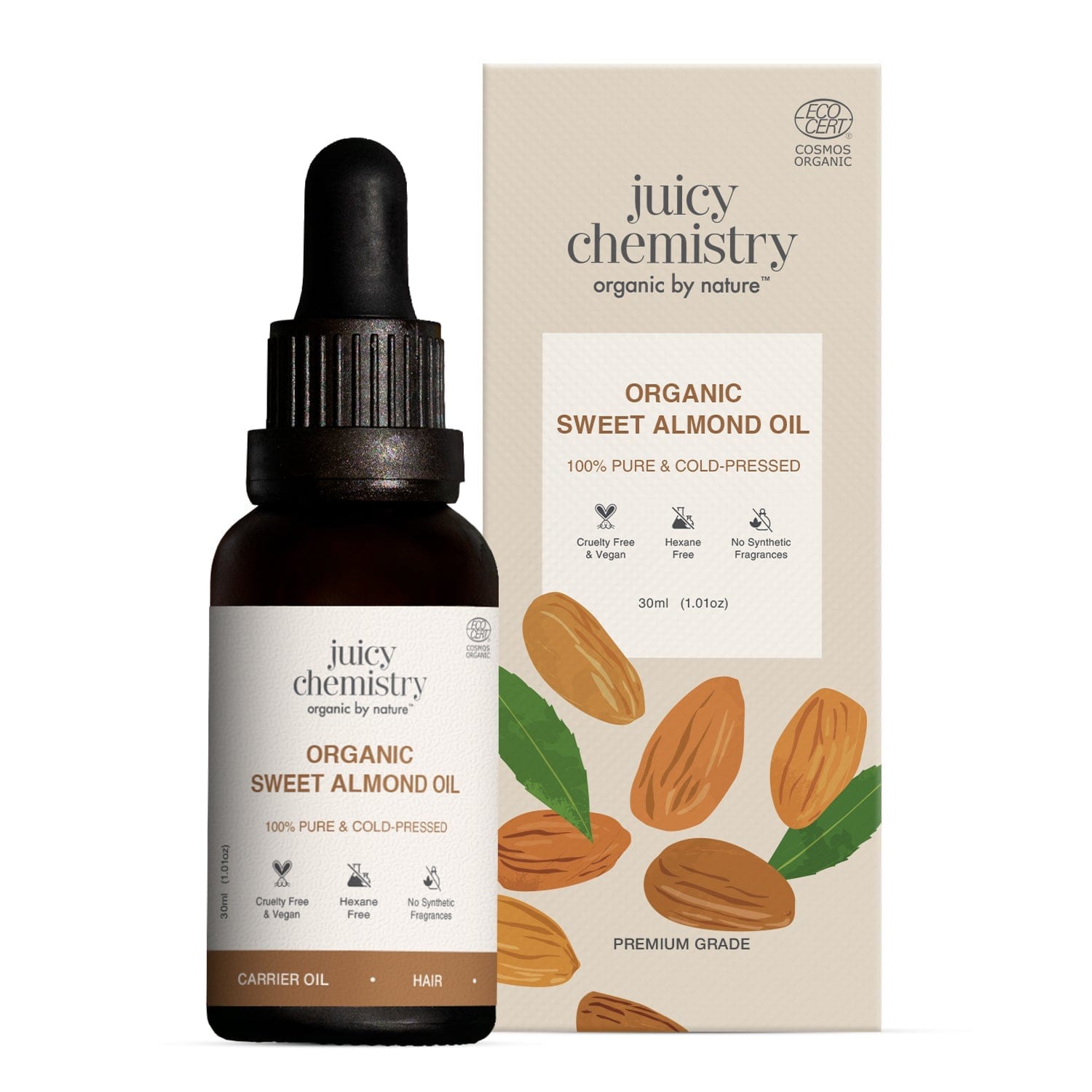 Juicy Chemistry Cold Pressed Sweet Almond Carrier Oil - 30 ml - image 1