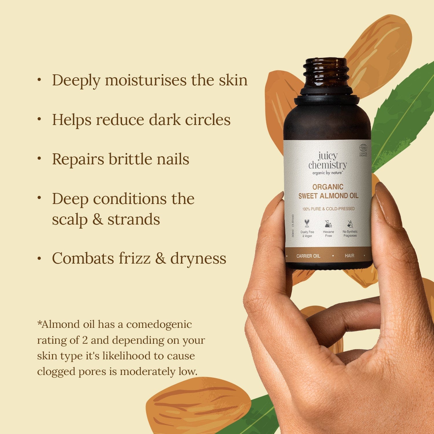 Juicy Chemistry Cold Pressed Sweet Almond Carrier Oil - 30 ml - image 5