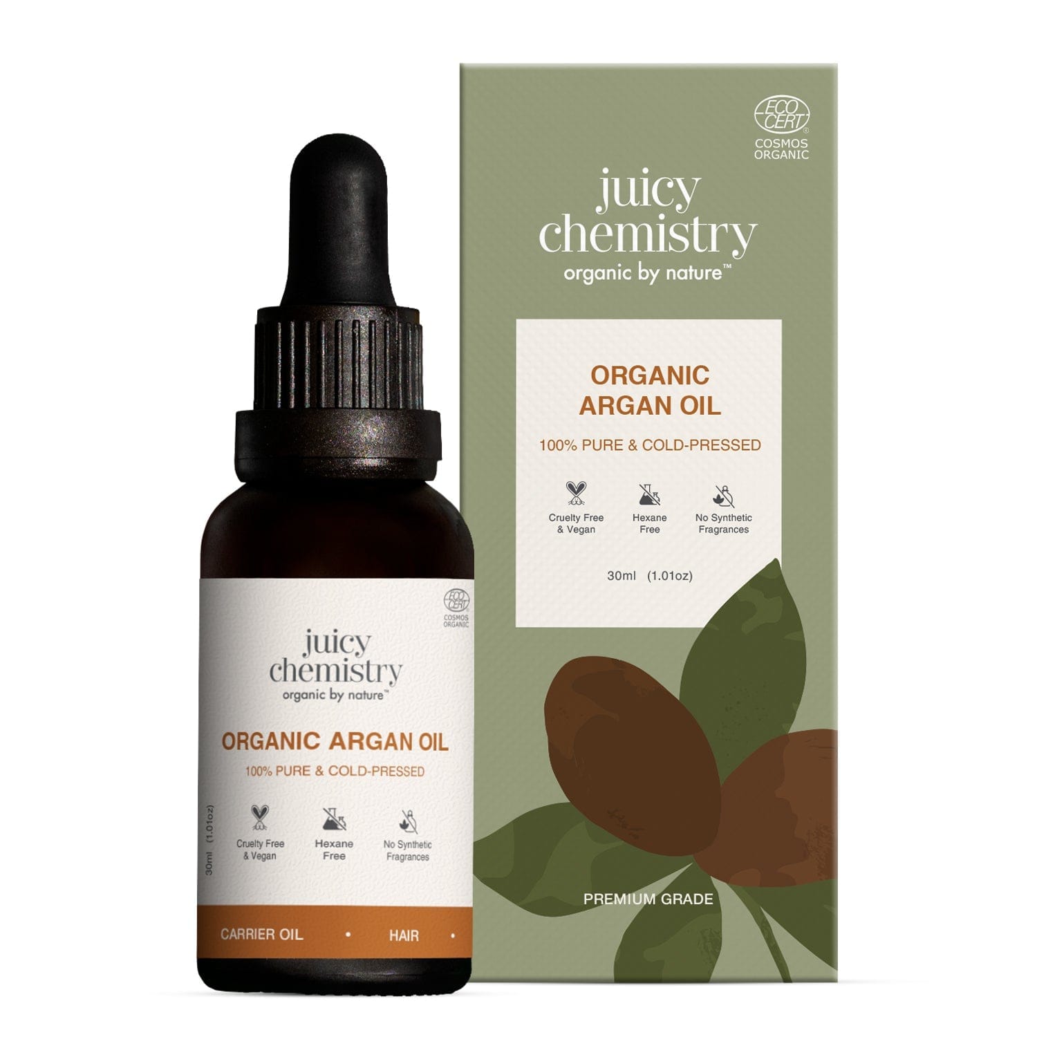 Juicy Chemistry Organic Argan Cold Pressed Carier Oil Hair Oil 30 ml - image 1