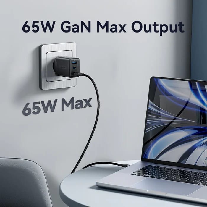 Vention 3-Port (C+C+A) Compact GaN Fast Charger | (65W/65W/60W) - image 4