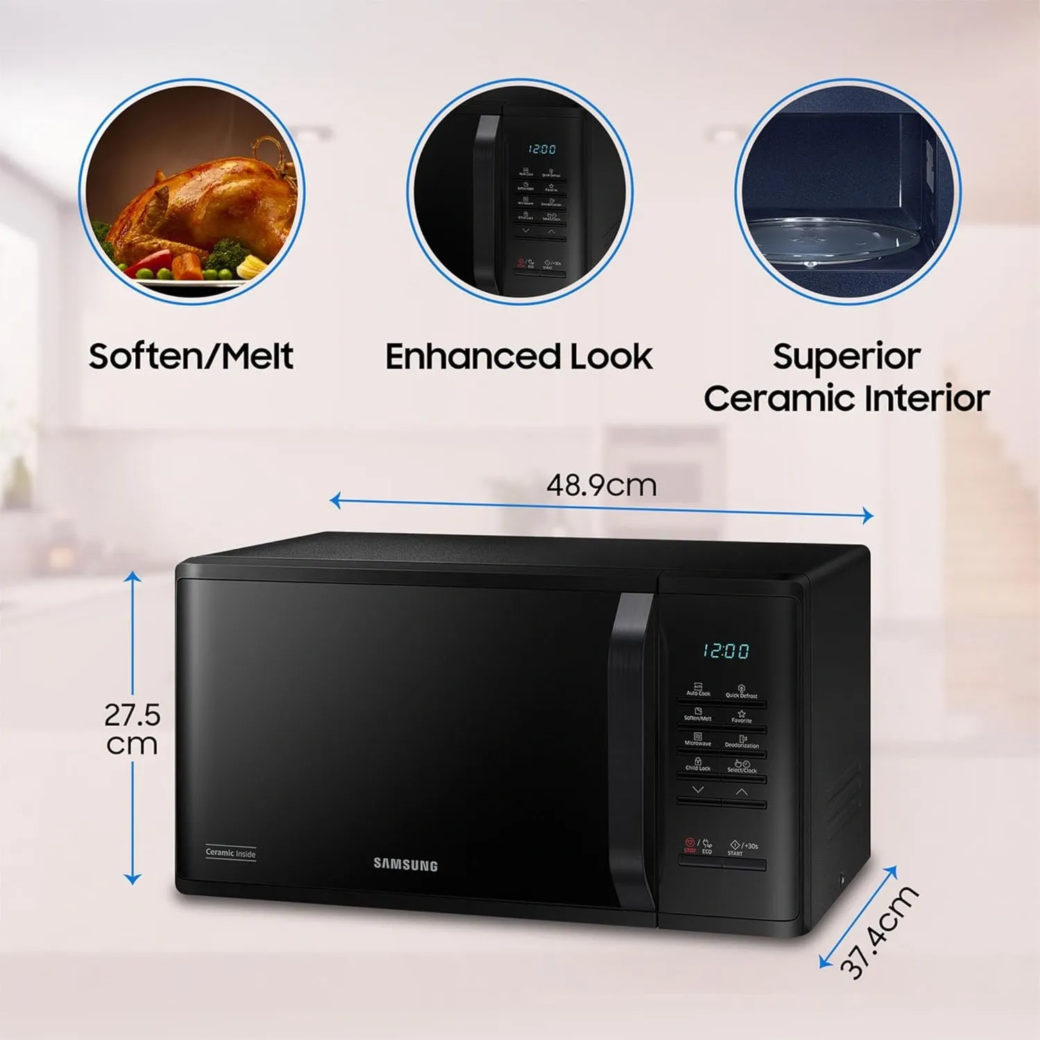 Samsung 23 ltrs Solo Oven with Quick Defrost MS23A3513AK/IM - image 2