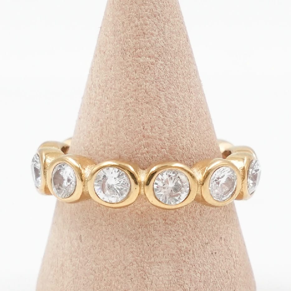Eternity Band Ring With Round Bezel-Set Cubic Zirconia Stones For Women Minimal Fashion Ring - image 2