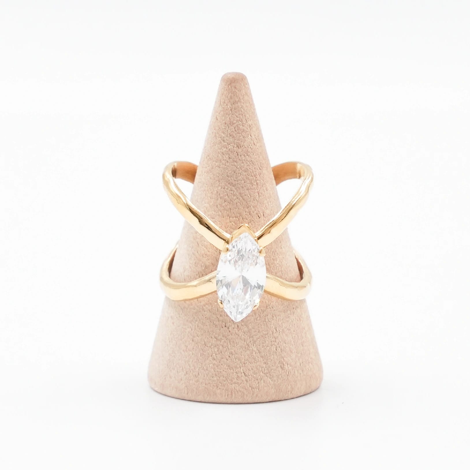 Marquise-Cut Crystal Crossover Ring For Women Fashion Jewellery Statement Band Ring - image 1