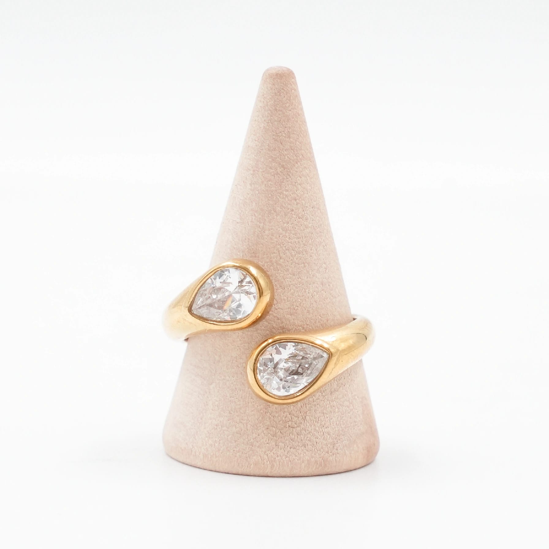 Wrap Style Toi Et Moi Ring With Pear-Cut Bezel-Set Stones For Women Fashion Jewellery - image 1