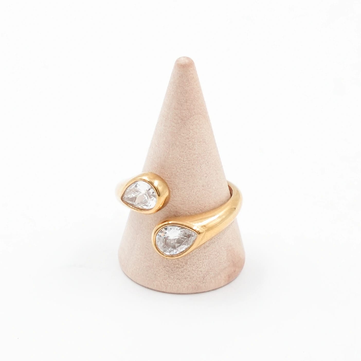 Wrap Style Toi Et Moi Ring With Pear-Cut Bezel-Set Stones For Women Fashion Jewellery - image 2