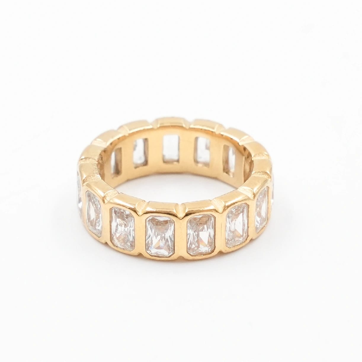 Emerald-Cut Bezel-Set Eternity Ring For Women Fashion Jewellery Elegant Statement Band - image 2