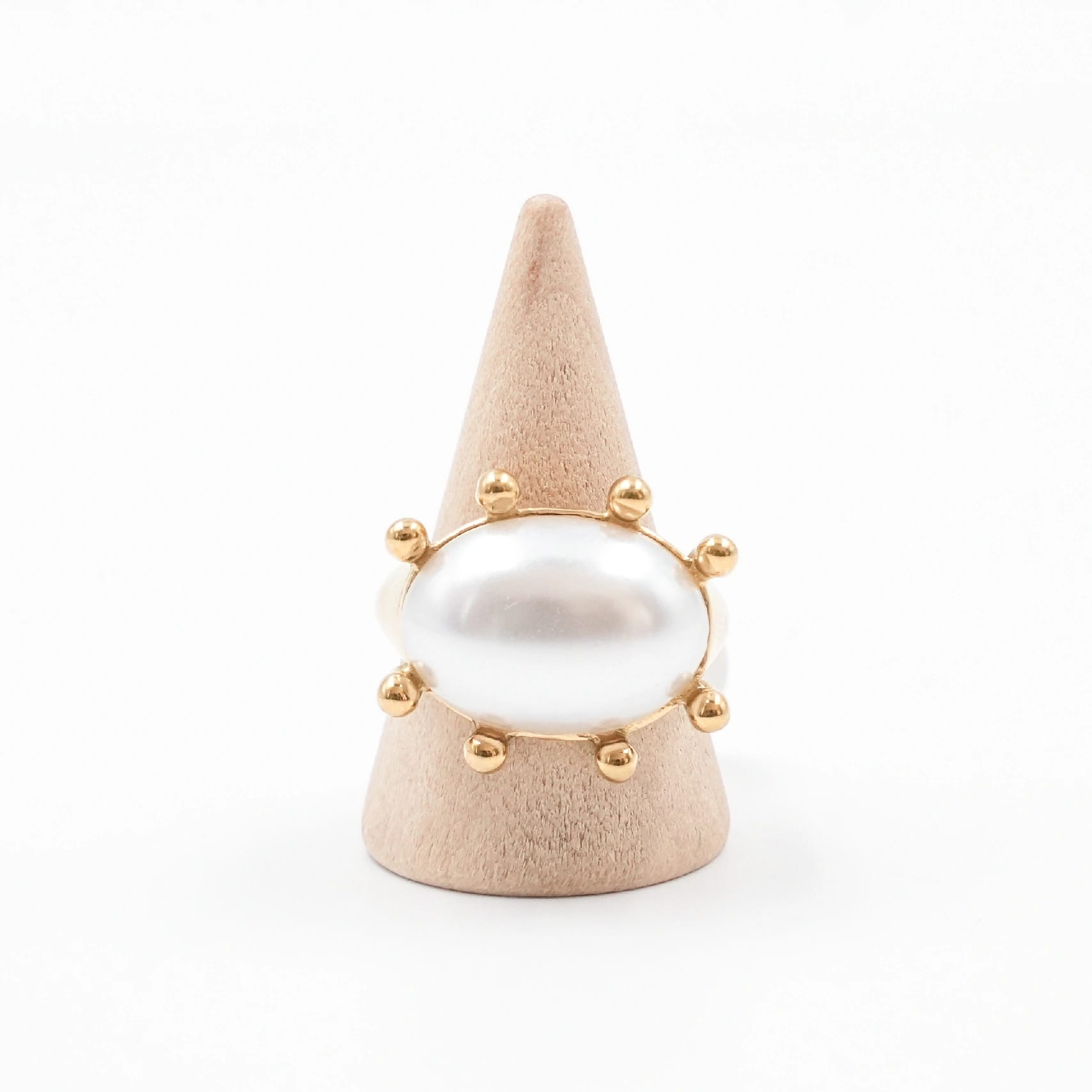 Bubble Cultured Pearl Ring For Women Fashion Jewellery Statement Beaded Design Ring - Size 7 - image 1